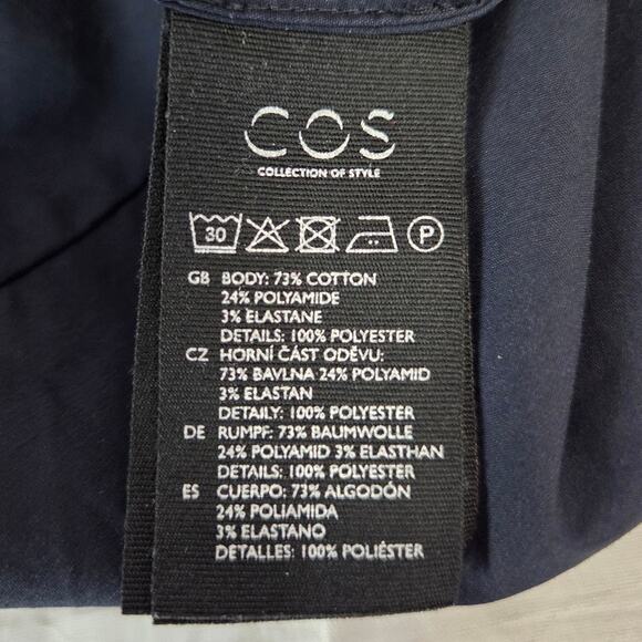 COS Navy Blue Architectural Silouette Dress 6 Zip Back Minimalist Basic Modern - Picture 10 of 16